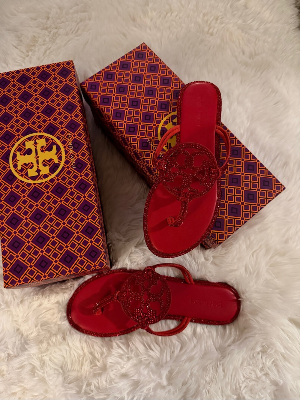 Tory Burch Red Miller Leather Flip Flop Sandals